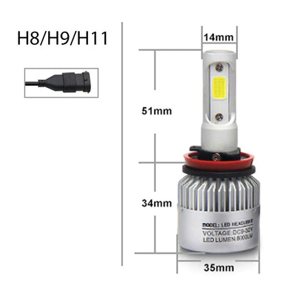 H8/H9/H11 Headlight LED kit with Fan Cooling System - 7200lms