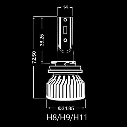 H8/H9/H11 Headlight LED kit with Fan Cooling System - 10000lms