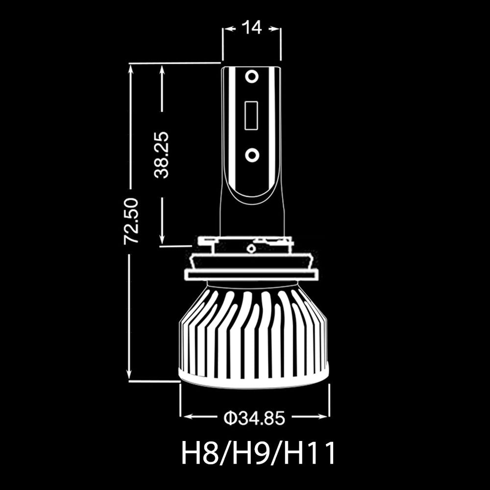 H8/H9/H11 Headlight LED kit with Fan Cooling System - 8000lms