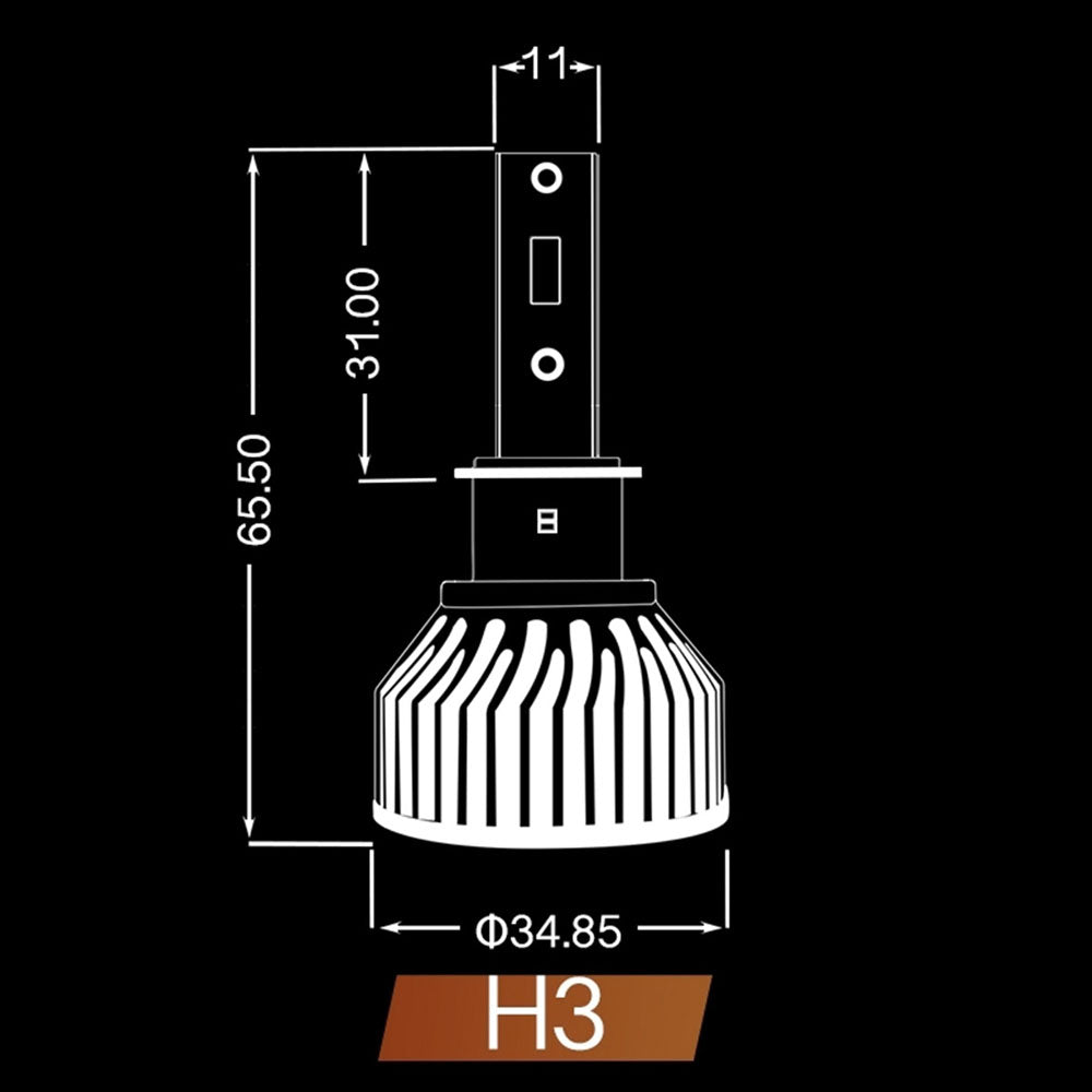 H3 Headlight LED Kit with Fan Cooling System - 10000lms