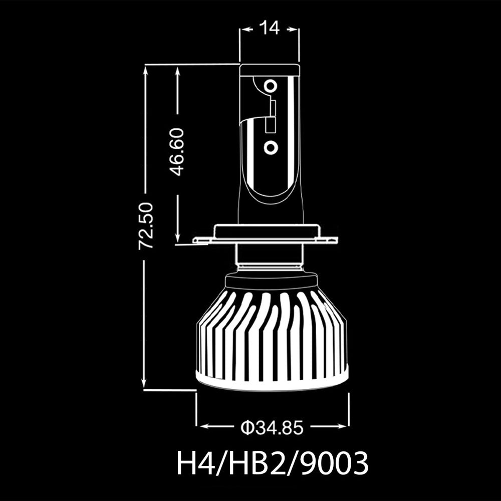 H4/HB2/9003 Headlight LED kit with Fan Cooling System - 10000lms